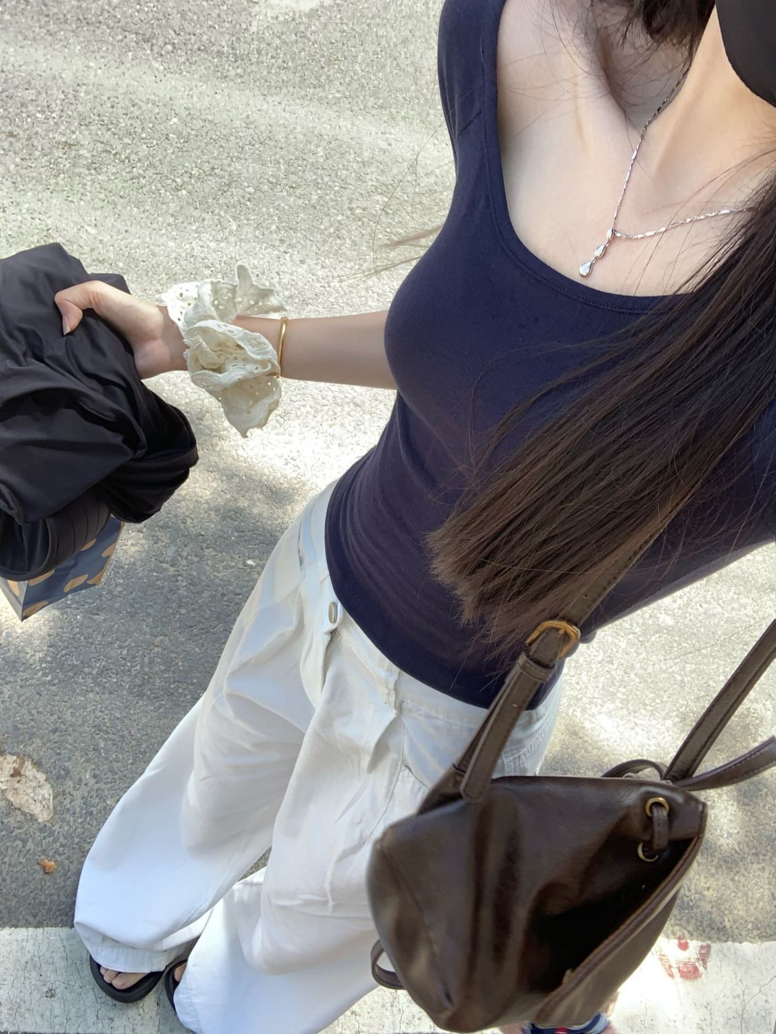 Rib short-sleeved T-shirt for women in summer simple and high-end solid color top