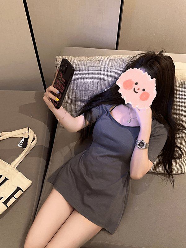 40支純棉1*1 210克純欲短袖T恤女夏修身顯瘦辣妹性感中長款上衣