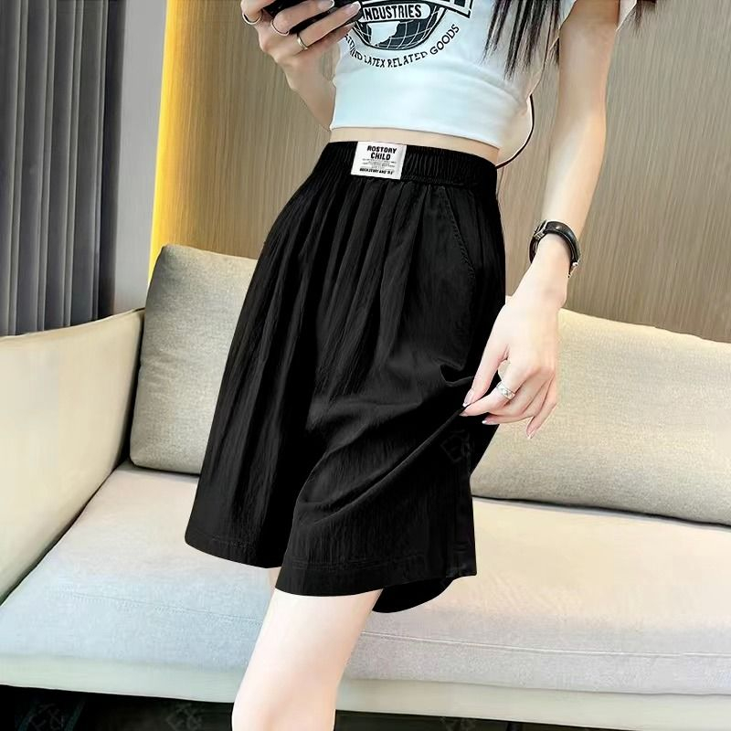 Ice silk sports shorts for women in summer thin style, versatile loose wide-leg Yamamoto pants high-waist casual five-point pants