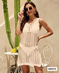 2025 spring and summer new hollow bikini cover dress slit sexy French sweet and spicy ins trendy beach level J