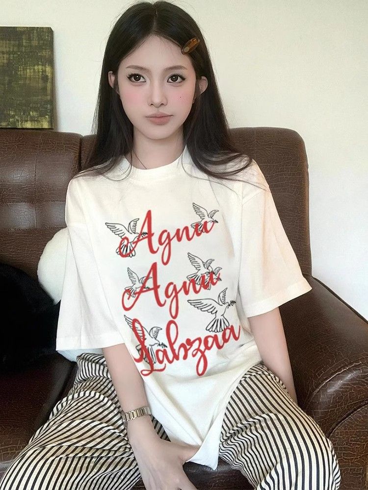 高品質純棉220克精梳緊密100%棉 寬鬆短袖t恤女