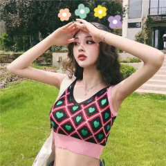 新款針織內搭小吊帶無袖甜美粉色背心女夏外穿露臍韓版上衣打底衫