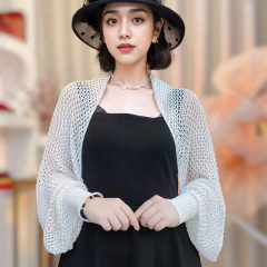 新款冰絲套袖披肩春夏季坎肩女空調房針織搭肩外搭配裙子遮肉防曬
