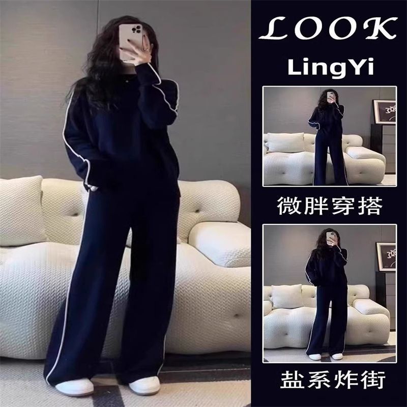 Southeast Asia's new style of fashion sportswear suits for cross-border spring and autumn in Southeast Asia, women's large-size sweatshirt loose and casual two-piece suit