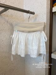 百搭～花邊屁簾女疊穿短裙2025春季新款韓系別致一片式系帶半身裙