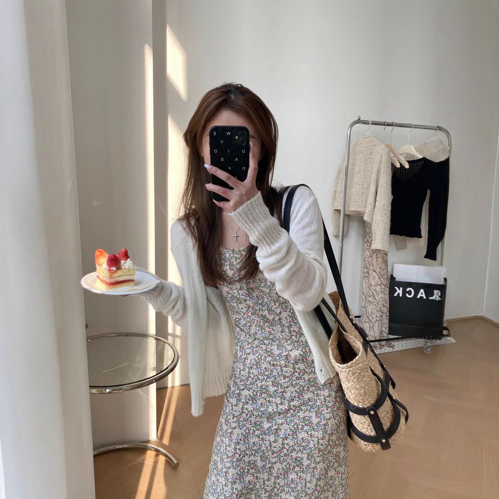 ThreeH Freesia Fresh waist-hugging floral dress for women's 2025 new slim inner skirt