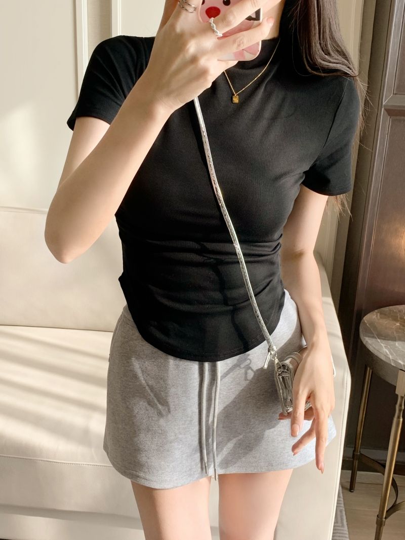 實拍 40支純棉210克92棉/8氨綸短袖T恤女收腰半高領