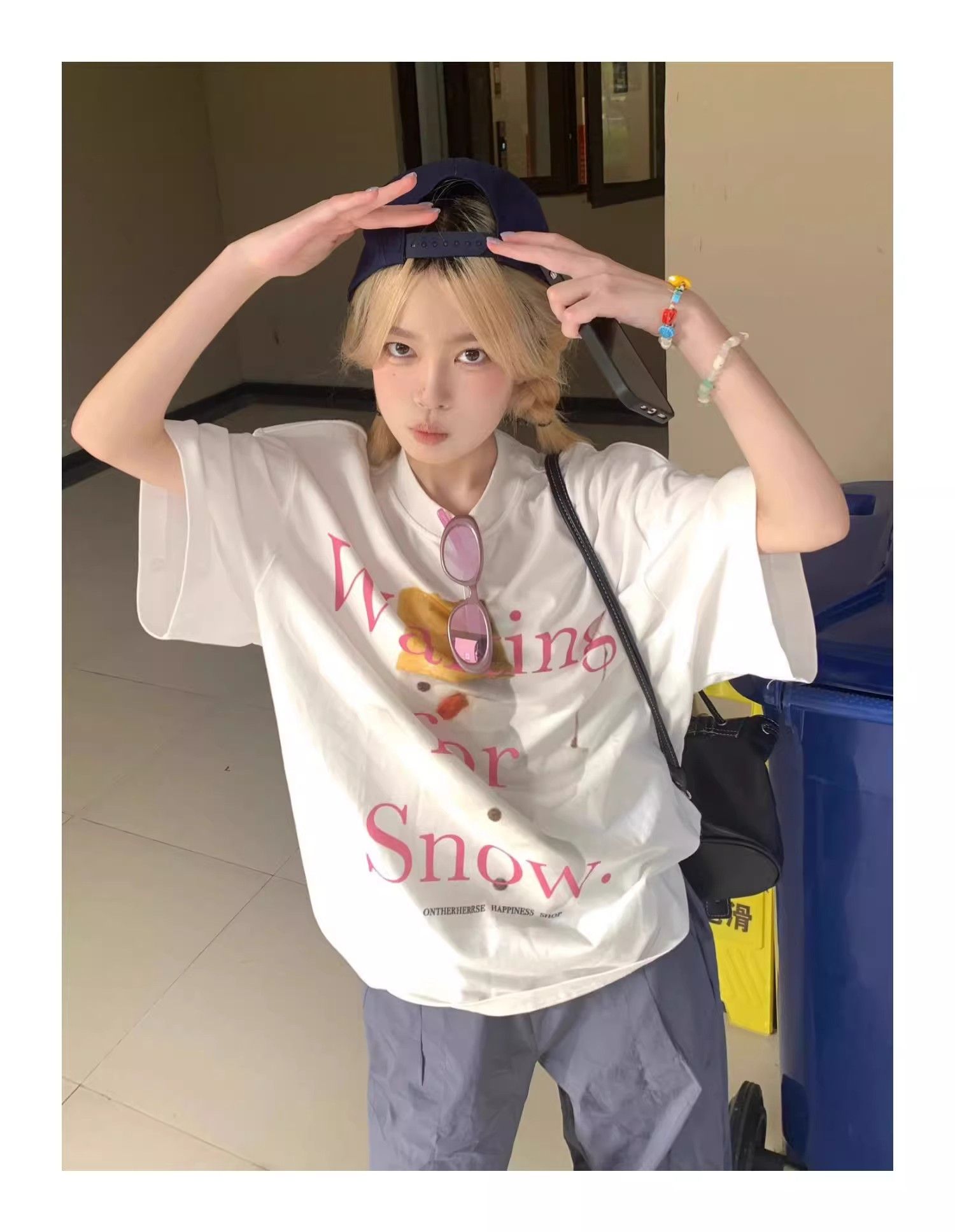 高品質純棉220克精梳緊密100%棉 寬鬆短袖t恤女