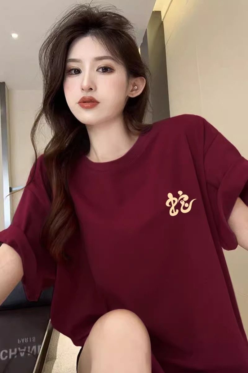 高品質純棉220克精梳緊密100%棉 寬鬆短袖t恤女
