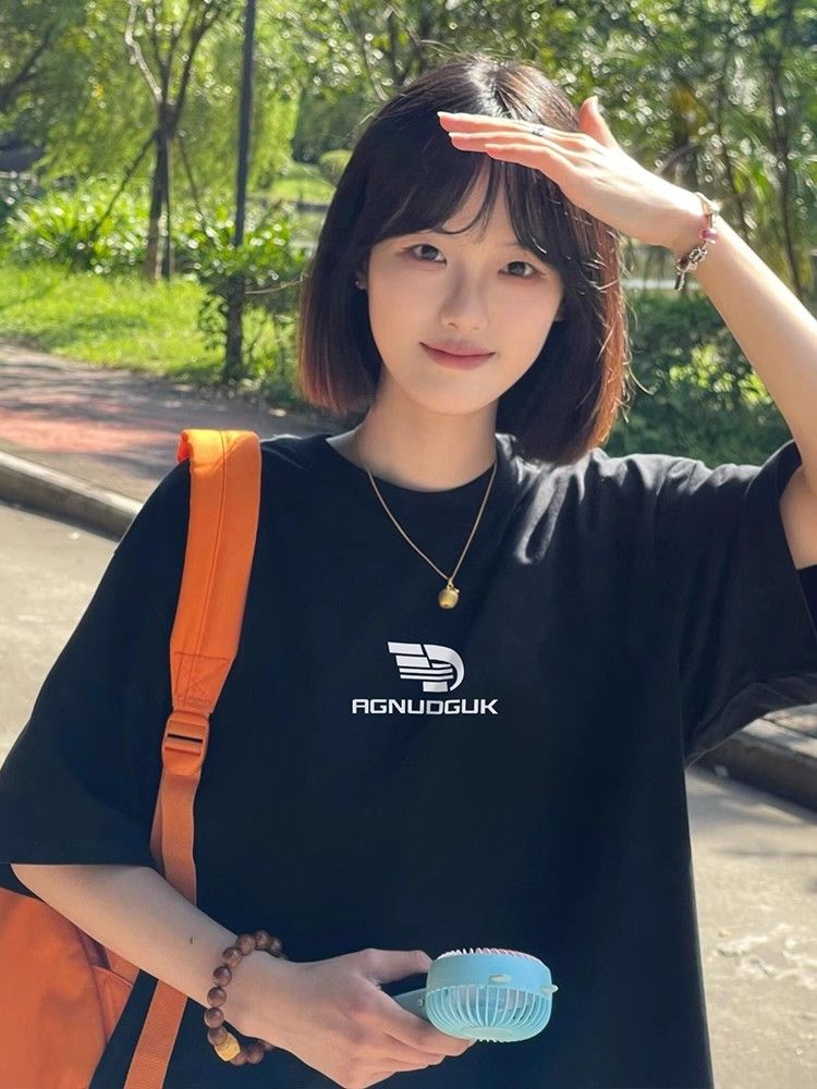 高品質純棉220克精梳緊密100%棉 寬鬆短袖t恤女