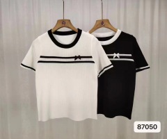 2025 spring and summer new versatile rose lady girl Korean and Japanese ins trendy Xiaoqing literary knitted top clean color Y