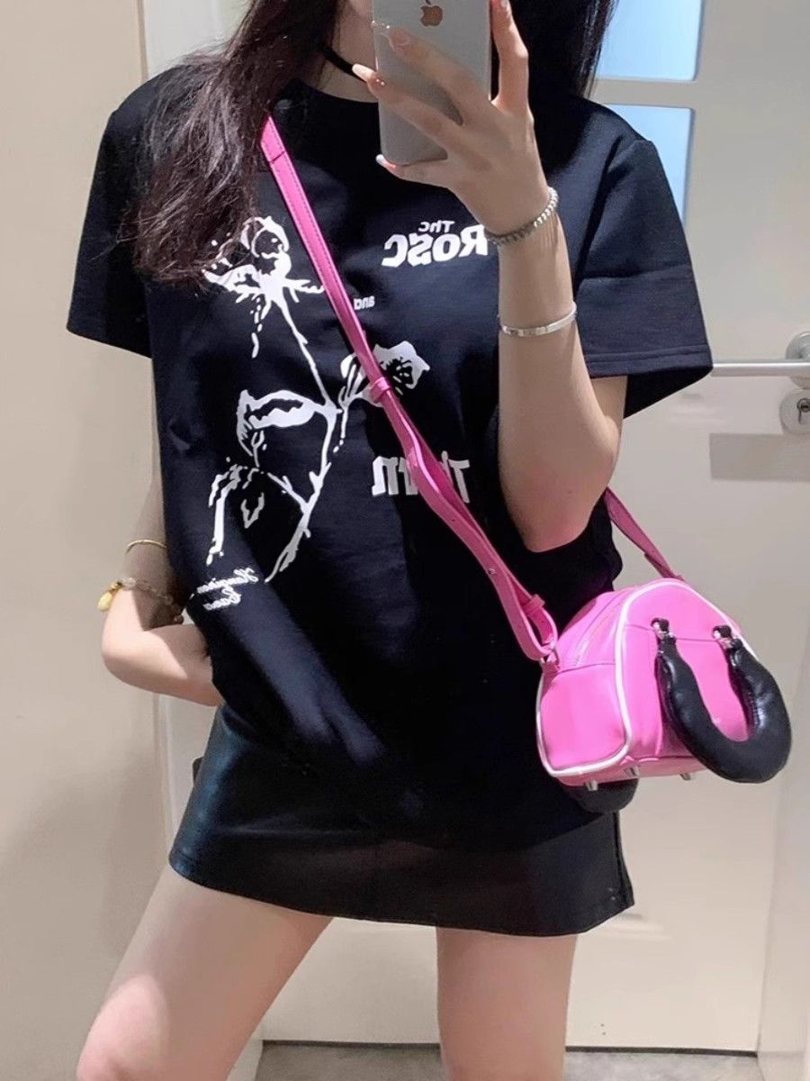 高品質純棉220克精梳緊密100%棉 寬鬆短袖t恤女