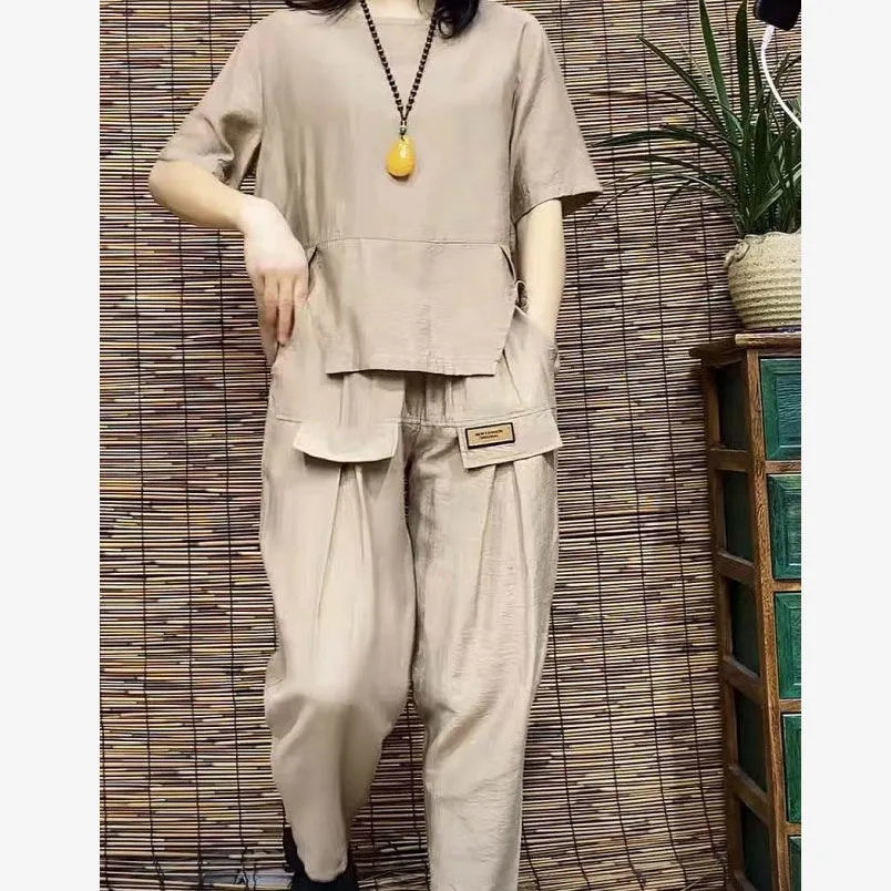 New round neck fashionable pullover versatile slimming suit fashionable comfortable casual women's two-piece set