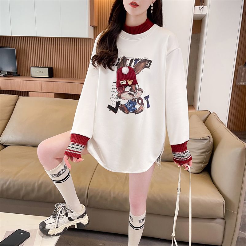 Real shot of 2025 spring and autumn thread German velvet polyester fiber new loose base shirt T-shirt for women
