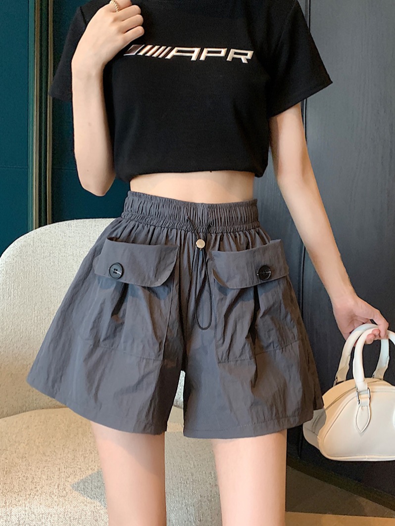 Real photos Nishimian Yamamoto design pocket work pants for women loose wide-leg casual pants shorts