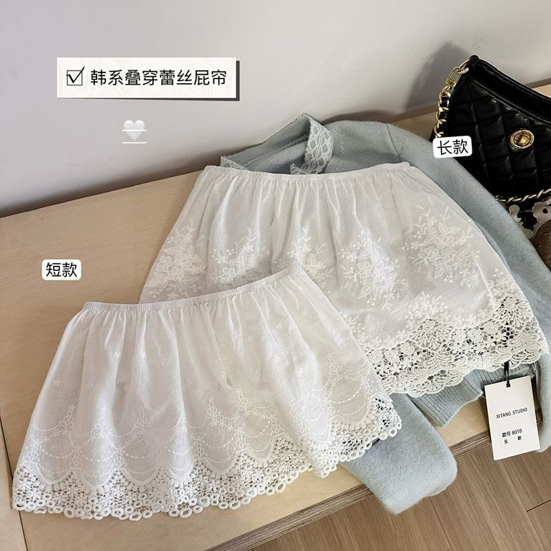 原版面料"疊穿屁簾"防走光中短款打底裙蕾絲小屁簾鬆緊腰頭