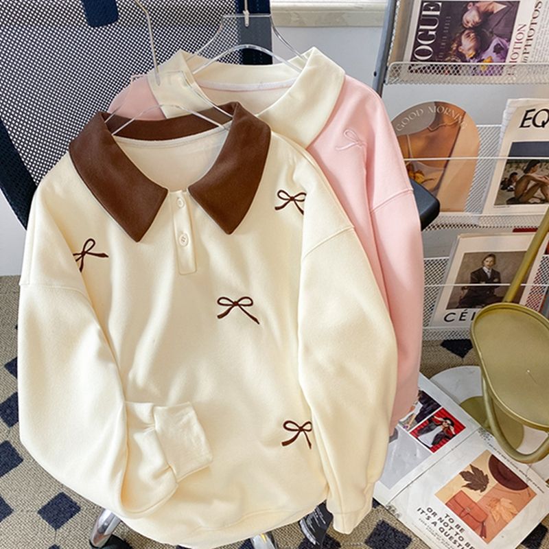 Real shot of 2025 Spring and Autumn Hua Cotton 320g Polyester fiber new thin sweatshirt for women