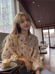 Korean floral shirt for women in summer thin long-sleeved sun protection new design niche Korean style chic