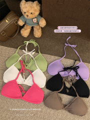 Real shot of 25-year new seaside vacation style straps neck hangers underwear sexy breast pad top