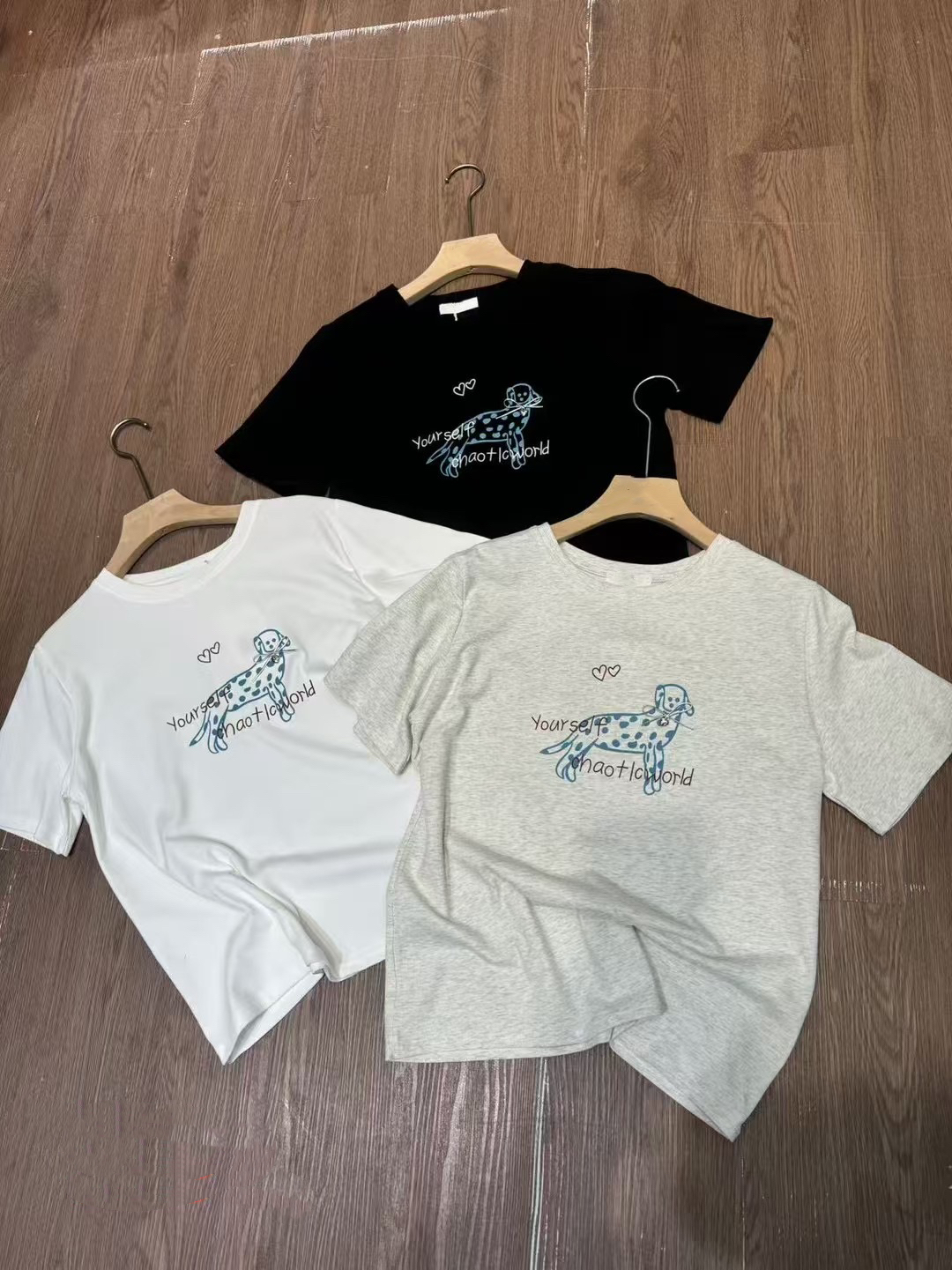 200g combed and tight spun in 2025, pure cotton back bag strip, spring and summer loose shoulder printed short-sleeved T-shirt