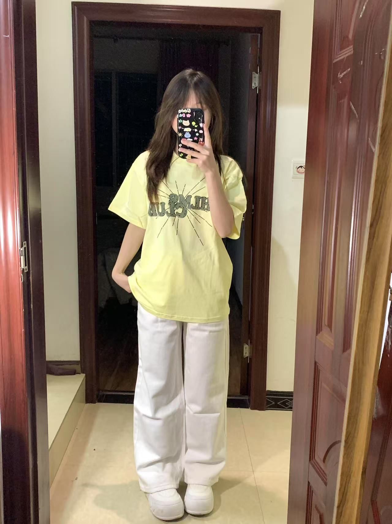 200g combed and tight-fitting sprinkler, pure cotton backpack, spring and summer loose shoulder printed short-sleeved T-shirt