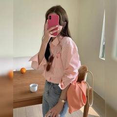 Striped shirt women's design niche French shirt small long-sleeved top spring outfit new summer style