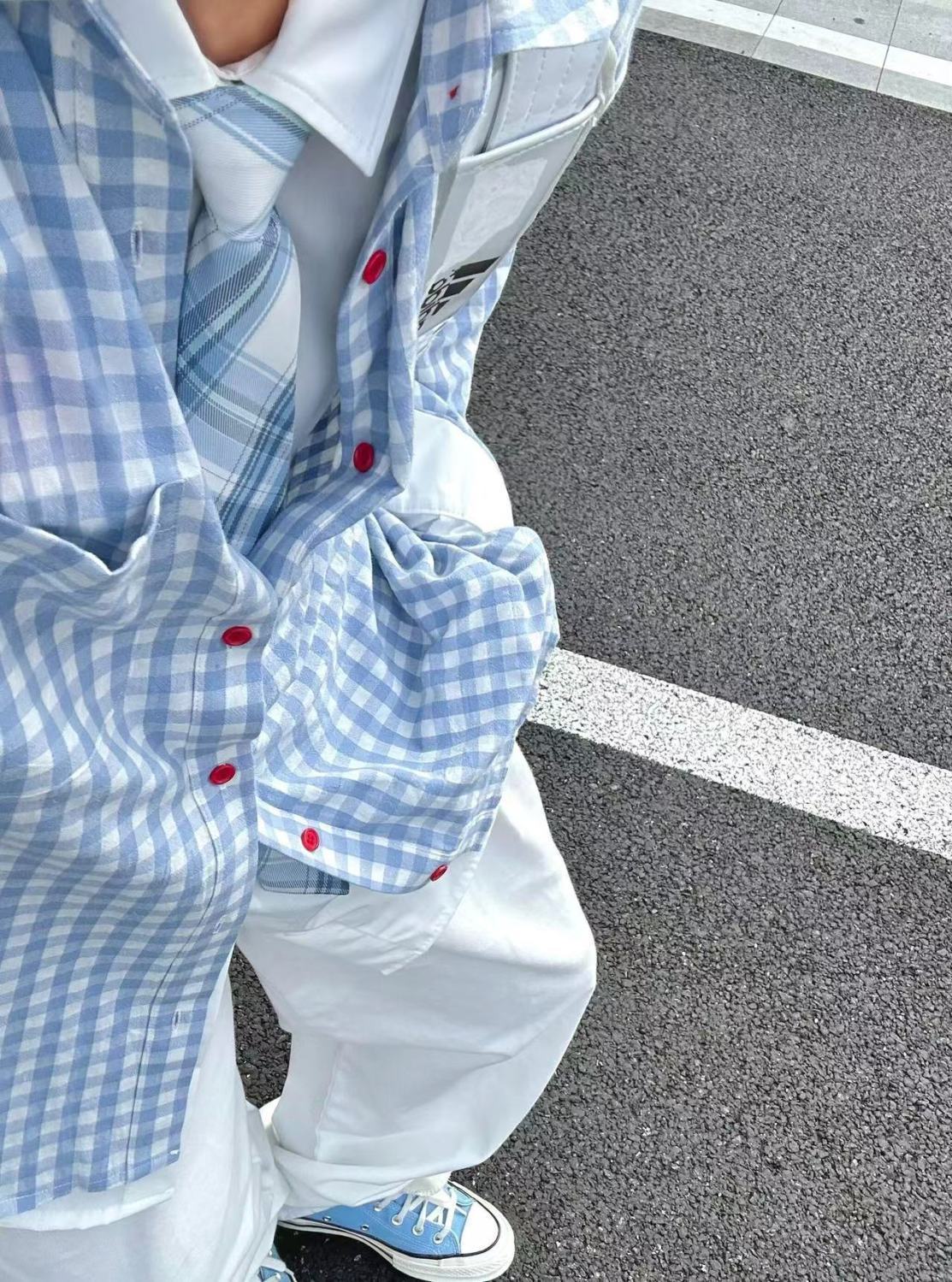 Japanese light luxury plaid shirt for women's spring and autumn 2025 new loose casual design niche long sleeve trend
