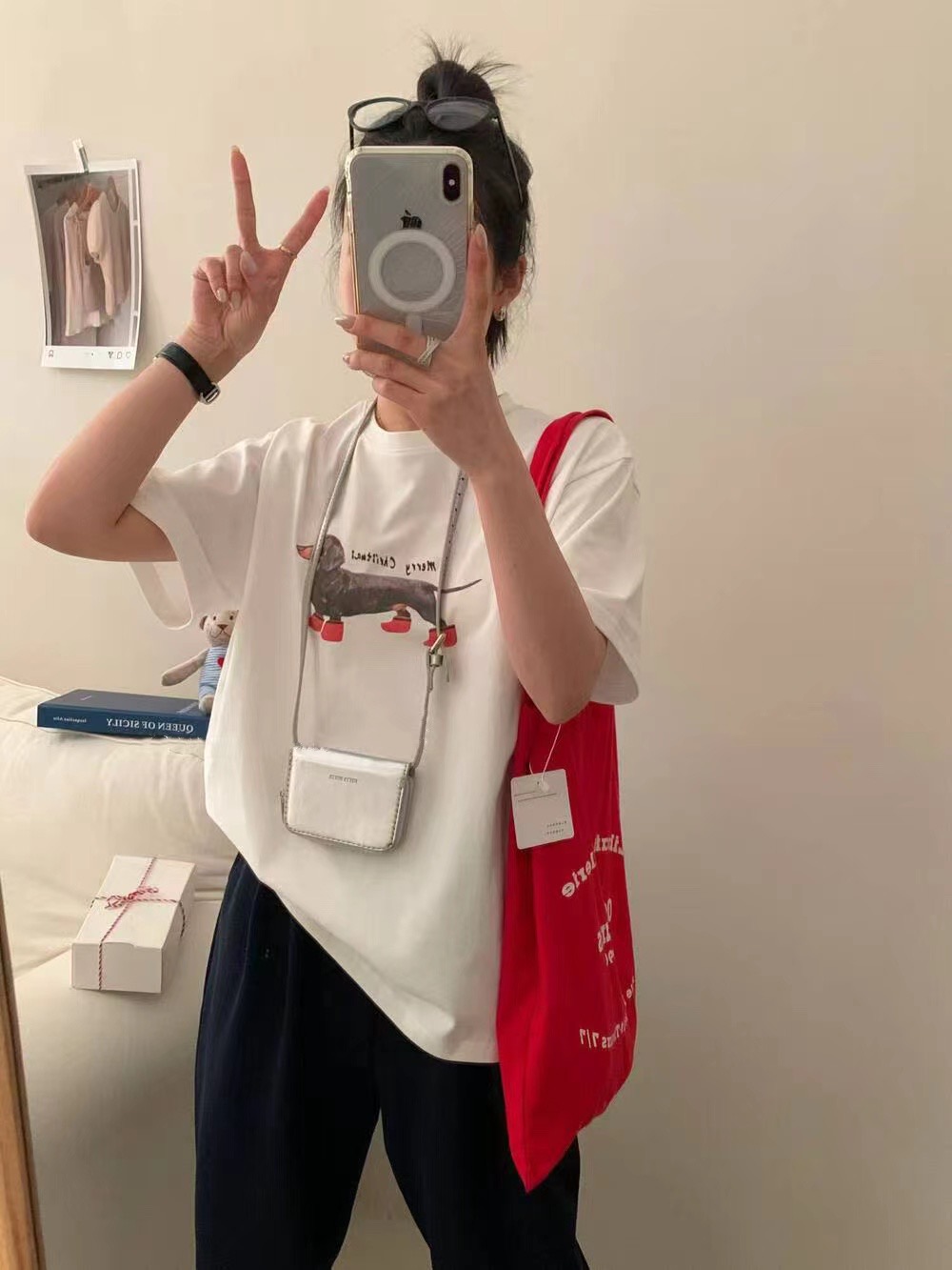 200g combed and tight-fitting sprinkler, pure cotton backpack, spring and summer loose shoulder printed short-sleeved T-shirt