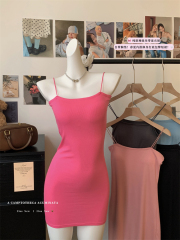 Real shot of 25 years pure desire style with chest pad suspender dress for women slim base skirt short skirt hip-cover skirt