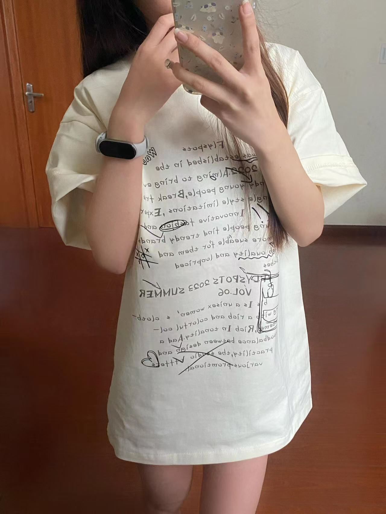 200g combed and tight-fitting sprinkler, pure cotton backpack, spring and summer loose shoulder printed short-sleeved T-shirt