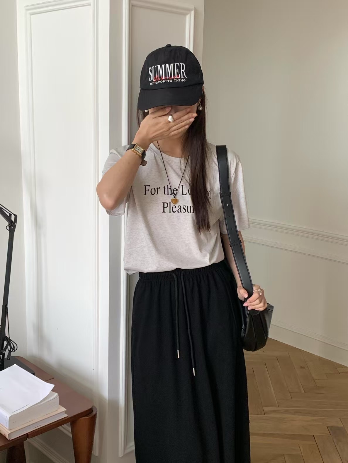 200g combed and tight-fitting sprinkler, pure cotton backpack, spring and summer loose shoulder printed short-sleeved T-shirt