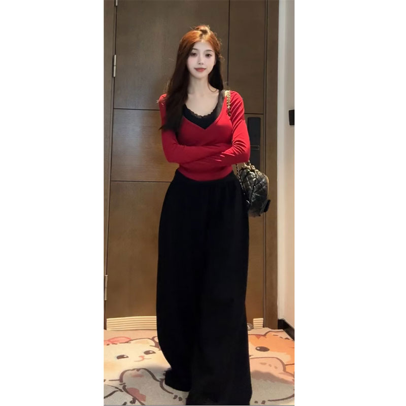 Defeng 220g 2025 spring new pure desire style fake two-piece long-sleeved base shirt small slim body jacket