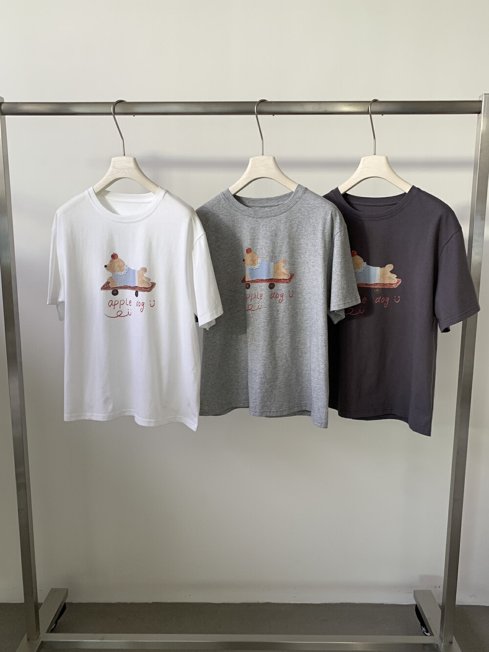 200g combed and tight-fitting sprinkler, pure cotton backpack, spring and summer loose shoulder printed short-sleeved T-shirt