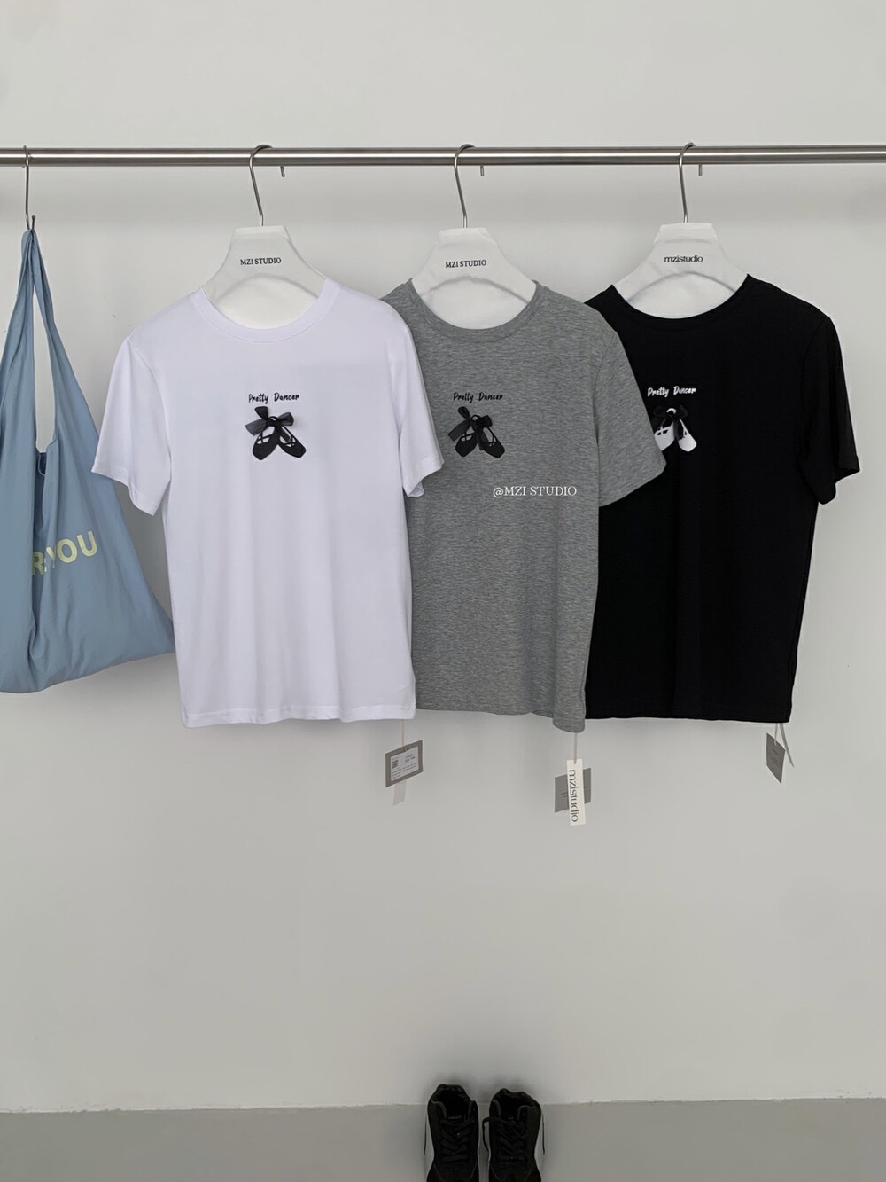 200g combed and tight spun in 2025, pure cotton back bag strip, spring and summer loose shoulder printed short-sleeved T-shirt