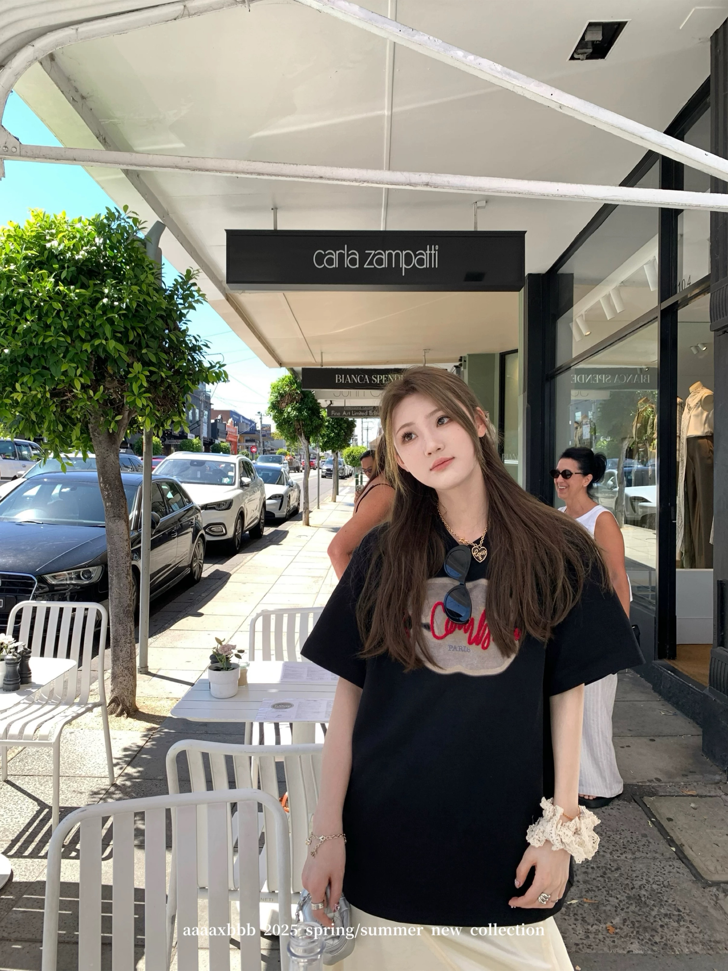 200g combed and tight-fitting sprinkler, pure cotton backpack, spring and summer loose shoulder printed short-sleeved T-shirt