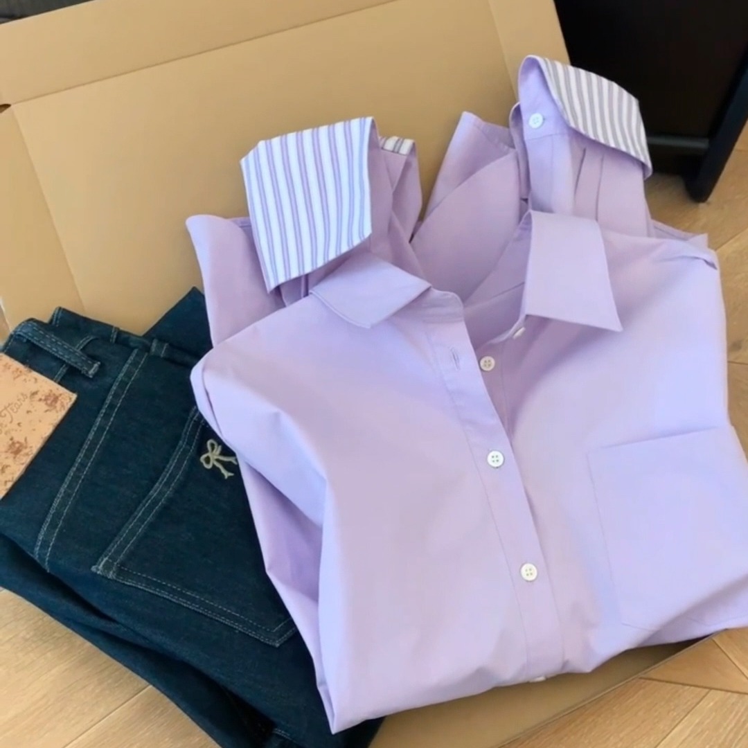 Polo collar shirt for women 2025 spring and autumn clothes new super beautiful unique beautiful shirt versatile fashionable top