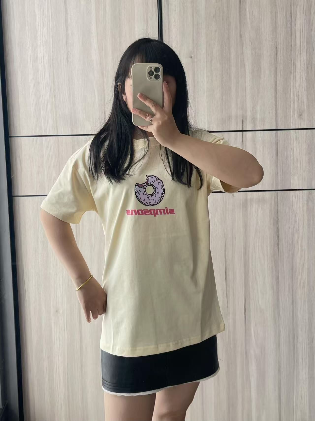 200g combed and tight-fitting sprinkler, pure cotton backpack, spring and summer loose shoulder printed short-sleeved T-shirt