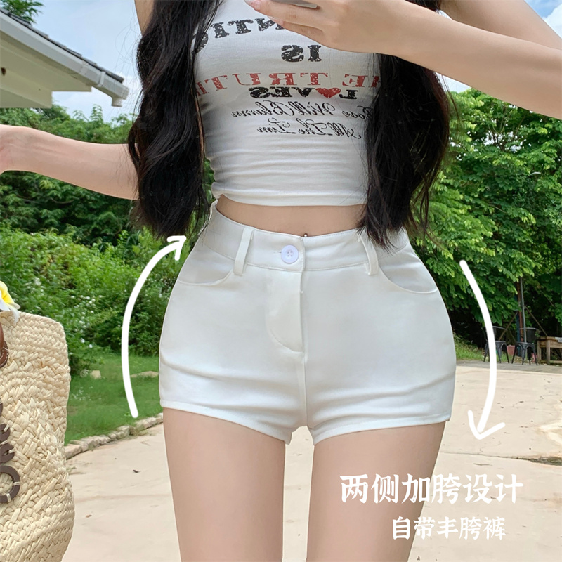 Real-shot pelvic pad shorts to make you look slim and hot girl mid-low waist shorts hot pants fashionable with padded curved hip pants