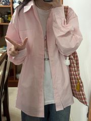 100% pure cotton single bag long sleeve original quality spring and summer new men's and women's solid color shirt design loose cardigan