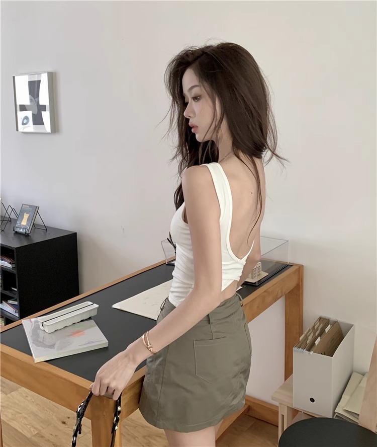 White strapless chest pad suspender vest for women in summer hot girl sexy slim base inner sleeveless top wear outside