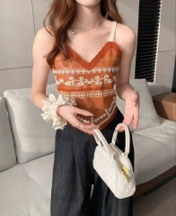 Sweet and spicy sexy style hollow layered versatile vest suspender women tight design niche trendy short top