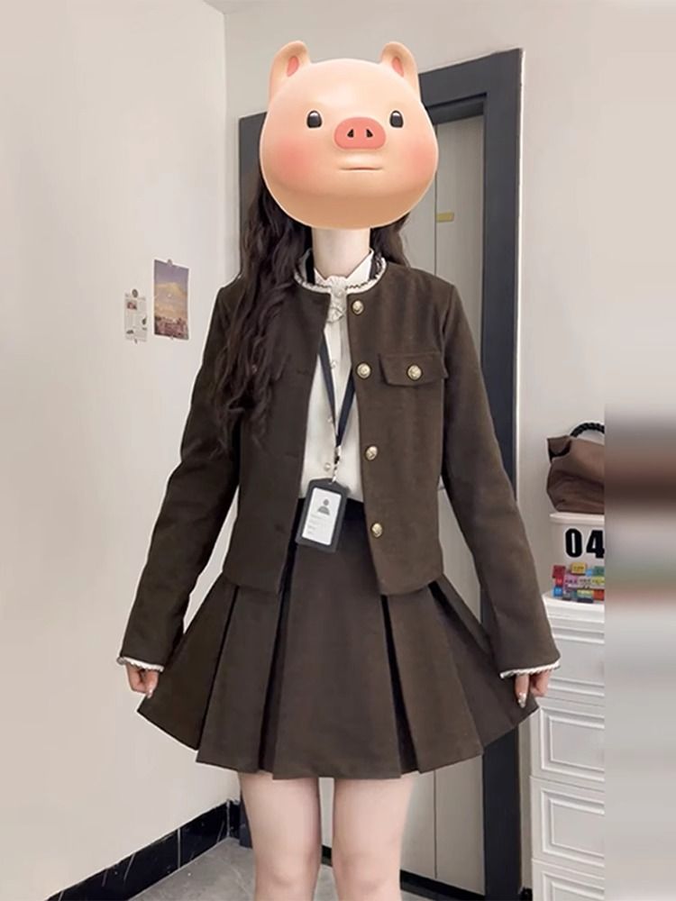 2025早春新款小香風連衣裙子女春秋季韓系小個子穿搭一整套裝短裙