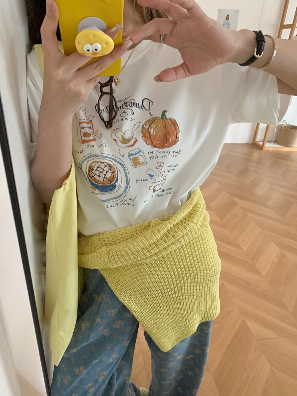 200g combed and tight-fitting sprinkler, pure cotton backpack, spring and summer loose shoulder printed short-sleeved T-shirt