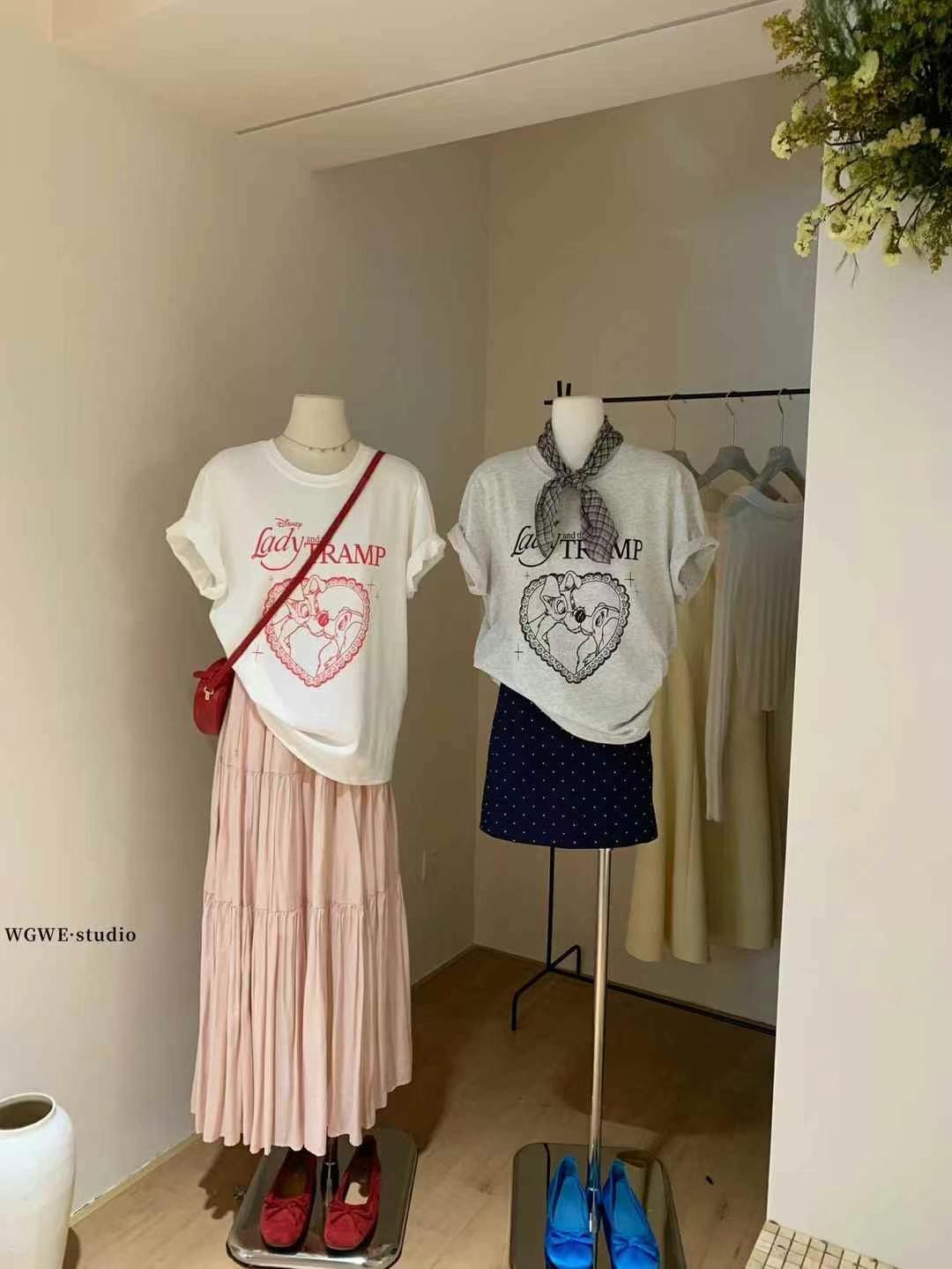 200g combed and tight spun in 2025, pure cotton back bag strip, spring and summer loose shoulder printed short-sleeved T-shirt