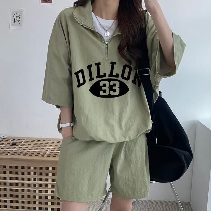 Ladies' Summer 2025 New Short Sleeve Shorts Set for Running, School Style, Cute Teenager Outfit, Two-Piece Set