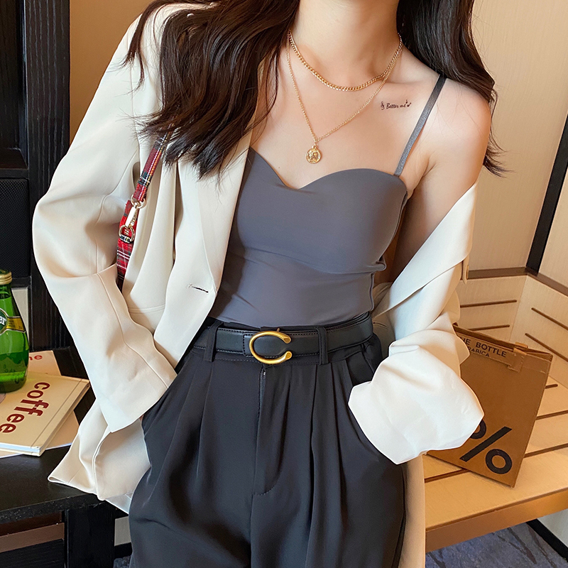 Small suspender vest for women with breast pad beautiful back bra one-piece underwear base strap internet celebrity top