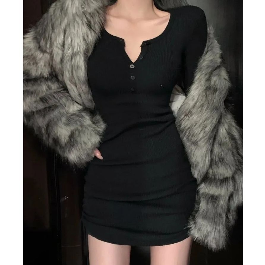 打底連衣裙女裝秋季2025新款純欲辣妹性感修身小個子包臀裙子