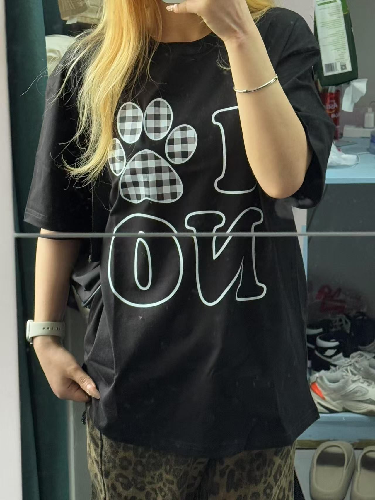 200g combed and tight-fitting sprinkler, pure cotton backpack, spring and summer loose shoulder printed short-sleeved T-shirt