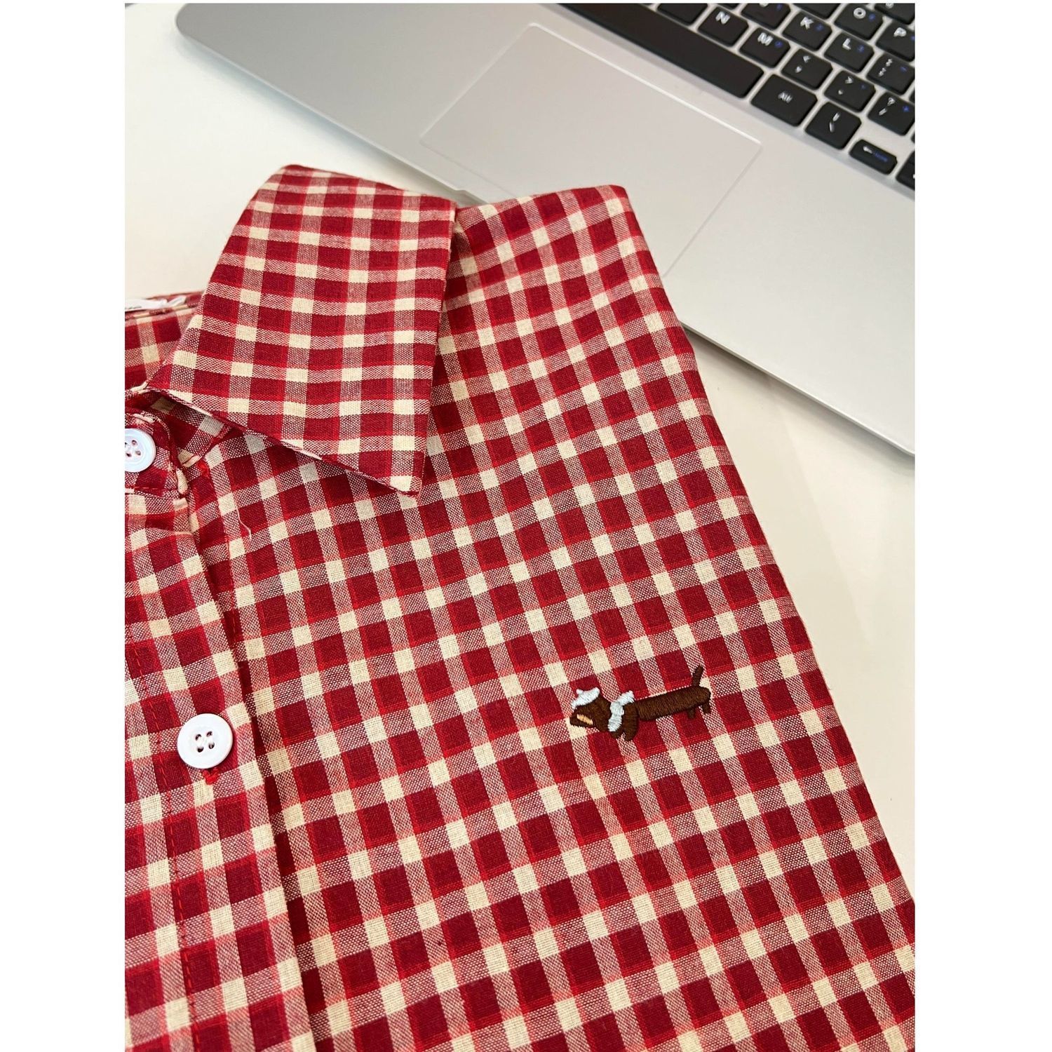 American-style sausage dog red plaid women's spring 2025 new loose matchy-matchy long-sleeved coat
