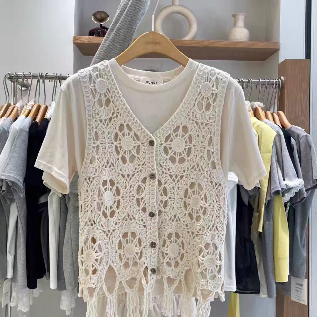 sunny spring new Korean style fashionable crochet top